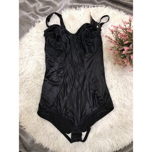 Vintage Cupid Shapewear 40DD Black Bodysuit Style 5298 Plus Sz Slim Body Shaper